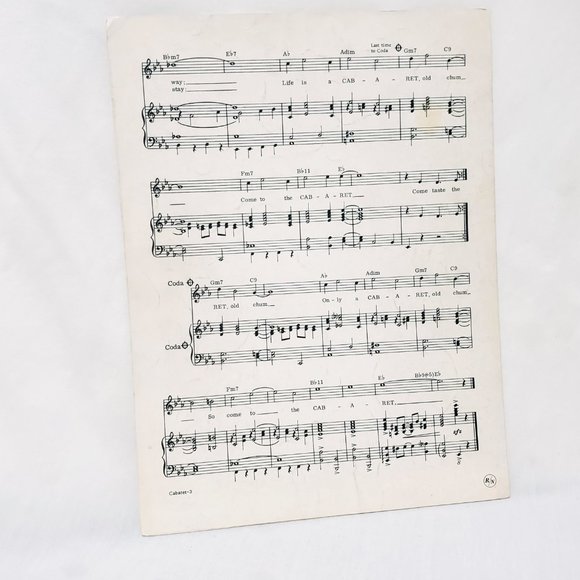 Cabaret Piano Sheet Music Harold Prince John Kander Fred Ebb Musical 1966 - Picture 2 of 5